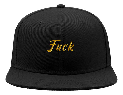 Gorra Plana Snapback Fuck Texto Oro Dorado Urbano Bordada