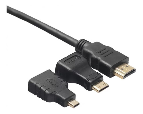 Cable Hdmi A Hdmi 1,5 M + Adaptador Mini Y Micro Hdmi 3 En 1