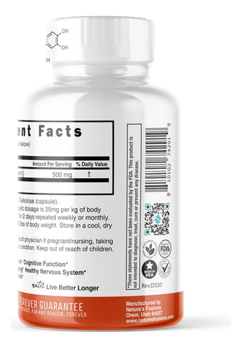 Suplemento Nature's Fusions Nutri Fisetin 500 Mg 32 Comprimi