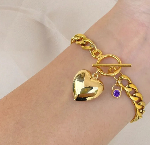 El Baúl De Anna Pulsera Mujer Acero Inoxidable Corazón Gde 