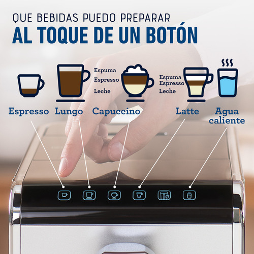 Cafetera Oster Super Automática para Espresso con 20 Bar de Presión Plateado