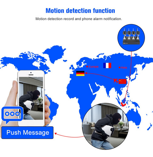 Imagen 8 de 9 de 4ch 1080p Hd Wifi Nvr Kit Con 4 Unids 1080p 2.0mp Inalámbric