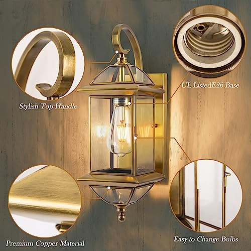 Lámpara Pared Exterior Oro Cobre De 18 Pulgadas - Lámpara De