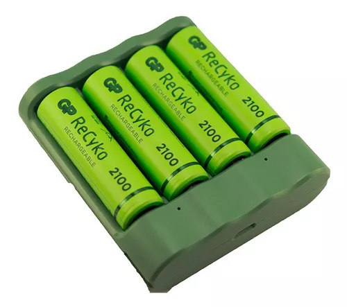 Cargador de pilas recargables USB con 4 piezas AA 2100mAh GP B421