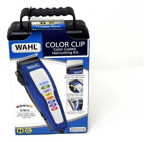 Cortapelo Clipper Completo Wahl Edición Color Clip Coded Con Motor Power Drive Estuche Azúl 110v