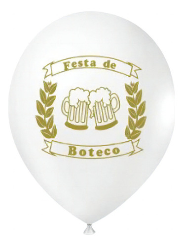 25 Bexigas Balão Decoração Buteco Festa Buteco Mais Cor Cor Branco E Dourado