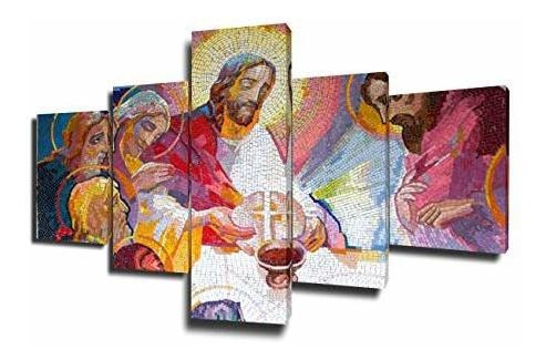 Tumovo Santa Cena De Jesus Cuadro Pinturas 5 Piezas P5l2v