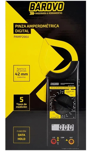 Pinza Amperometrica Digital Barovo Pamp266u Data Hold Funda