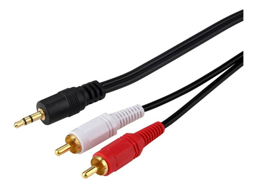 Imagen 1 de 5 de Cable De Audio Netmak 1.5m 2 Rca A 3.5 M/1 Mini Plug Black