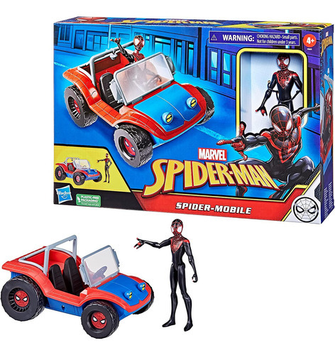 Marvel Spider Man: Spider Mobile Y Miles Morales Figura 6 Pu