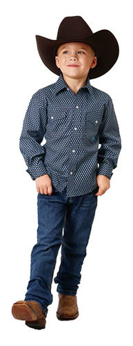 Camisa Vaquera Kids Diamantes Marino 