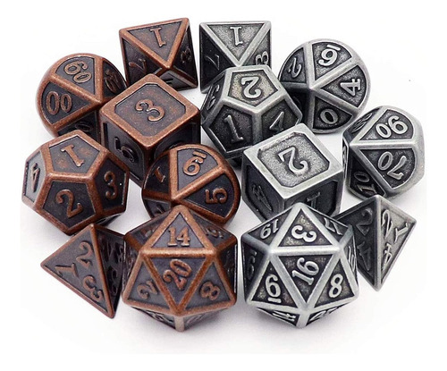 Juego De Dados Haxtec Viking Metal Dnd D&d 7 Piezas De D2...