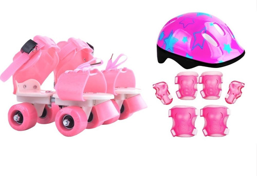 Patines Extensibles Infantiles + Casco Y Set De Protecciones