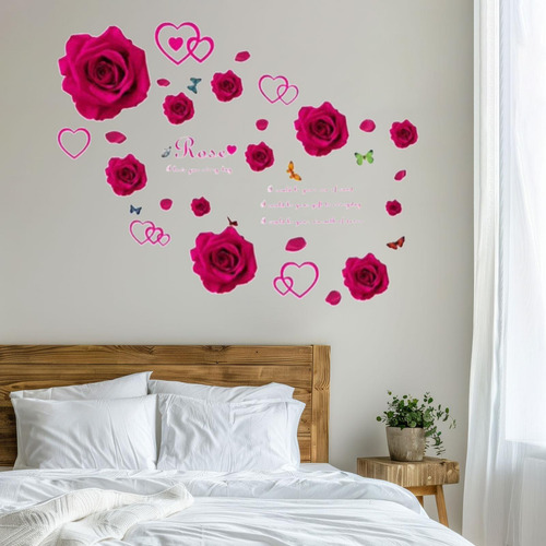 Hermosa Calcomanía De Pared, Calcomanías De Rosas Rojas