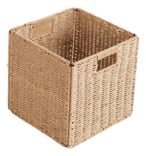 Cesta Tejida Para Almacenamiento, Cubo De Mimbre 25x25x25cm