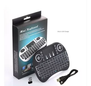 Mini Teclado Mouse Inalambrico Iluminado P/ Smart Tv Box Pro