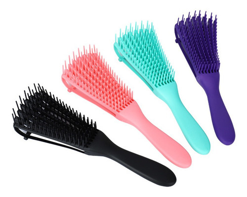 Escova Para Cabelo Cachos Liso Pente Polvo Transição Cor Roxo