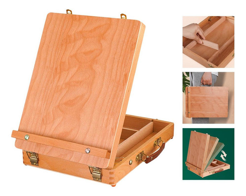 Para Bn Caballete De Madera Para Mesa, Caja De Bocetos,