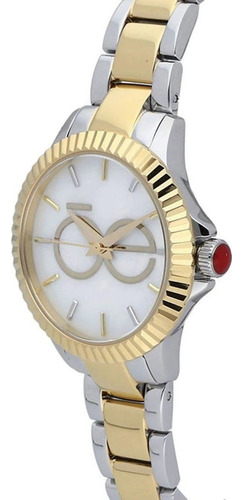 Reloj Cloé Lucca Oe-1804-gls Acero Plateado-dorado De Dama Correa Plateado/dorado Bisel Dorado Fondo Aperlado