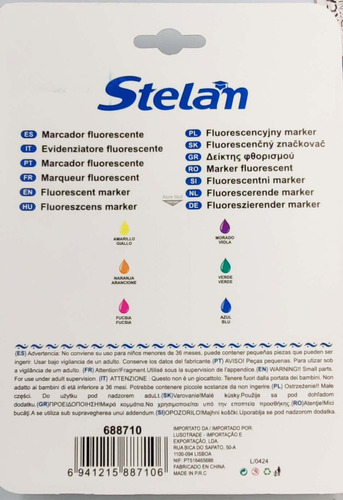Set de iluminadores fluorescentes Resaltadores 6uds Stelan