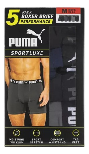 Bóxer Brief Sport Luxe Stretch 5 Piezas Marca Puma Original