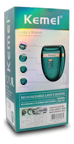 Rasuradora Afeitadora Kemei Recargable Para Dama Km-393 Verde