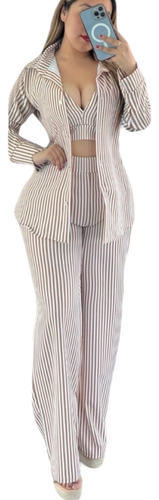 Set De 3 Piezas , Pantalón , Camisa Y Top Ajustables