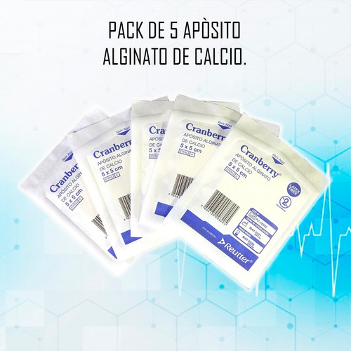 Apósito Alginato De Calcio 5x5 Cranberry - Pack De 5 Unid