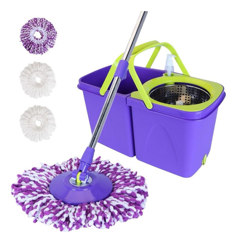 Trapeador Giratorio De Microfibra Mop Con Exprimidor Cubeta