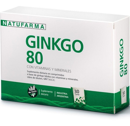 Natufarma Ginkgo Biloba 80 Circulacion Memoria X 30 Comp Sabor Sin sabor