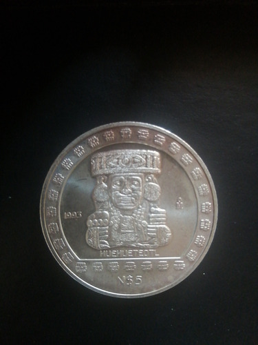 Moneda De Colección.. $5 Huehueteotl  Año  1993