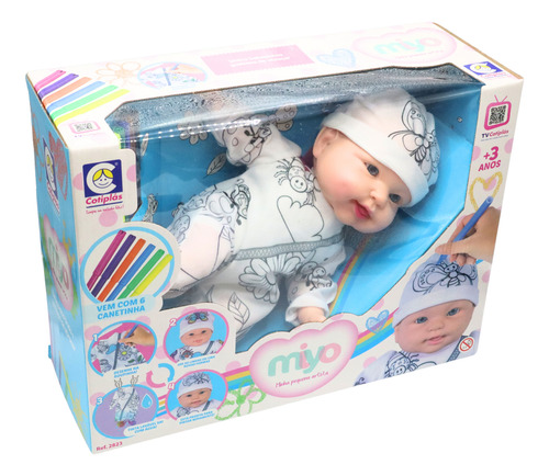 Boneca Miyo Para Colorir Com 6 Canetinhas
