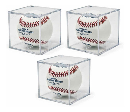 Exhibidor Pelota Beisbol Acrilico Cubo Baseball 3 Piezas.