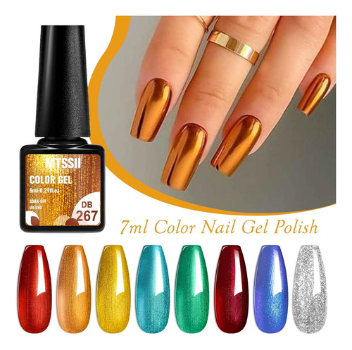 Esmalte De Uñas En Gel Cromado Mtssii, 8 Colores Metálicos: