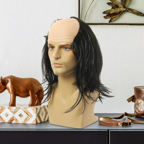 3 Peluca Calva Para Hombre Mayor, Gorro Para Pelo Liso Negro