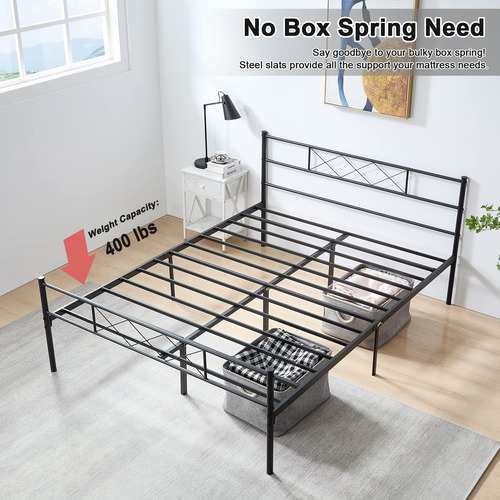 Base De Cama Matrimonial Con Cabecero Y Plataforma Resistent