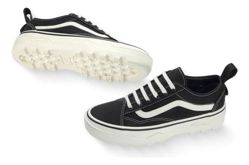 Tenis De Plataforma Dama Casual  Vans 3vqe Color Negro