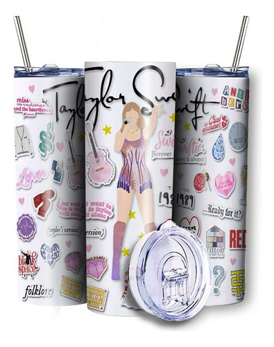 Termo Skinny Tumbler Taylor Swift Collage