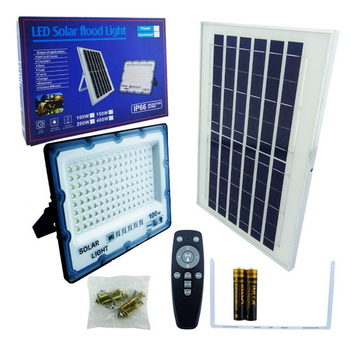 Foco Led Solar De 100 Watt Con Panel Solar, 120 Led