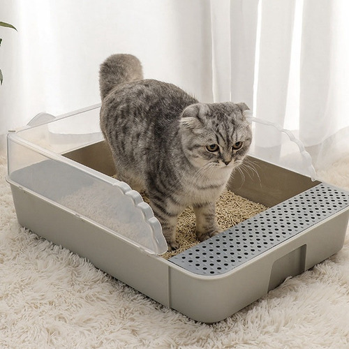 Imagen 3 de 6 de Arenero Para Gatos Semicerrado Bandeja Abierta Baño Gato