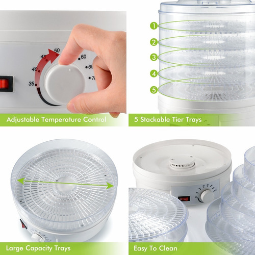 Imagen 2 de 6 de Deshidratador Eléctrico De Alimentos Sunix Con 5 Charolas