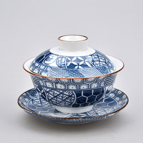 Lj Juego De Té Gaiwan Azul Y Blanco B
