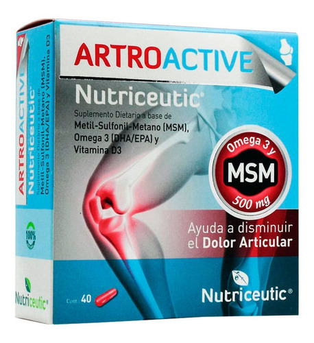 Nutriceutic Artroactive Con Msm Para Dolor Articular 40 Caps