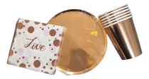 Comprar Set Descartables Love Corazon Plato, Vaso, Servilletas Rose