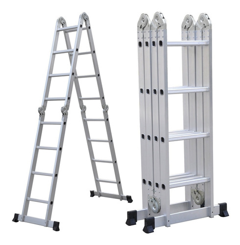 Escalera De Aluminio Articulada Plegable 16 Peldaños 4.7m
