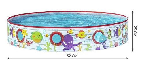 Pileta Rigida Redonda Bestway 55029 152cm X 25cm 435lts Pvc Color Blanco Y Rojo