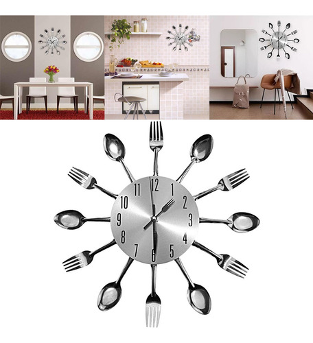 Reloj De Pared De Metal Para Cocina, Cuchara, Tenedor, Reloj