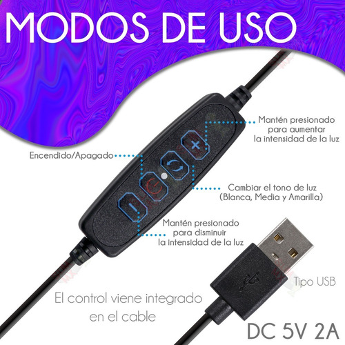 Aro De Luz Led 26cm Con Mini Tripie Y Soporte Para Celular