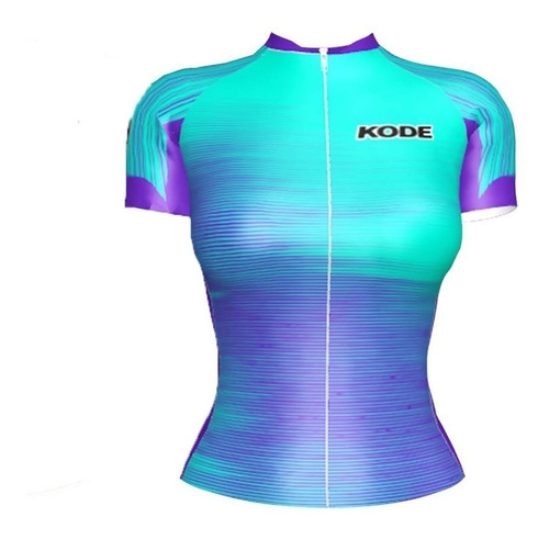 Camisa Ciclismo Feminina Kode Hilde Azul Lilas Manga Curta 