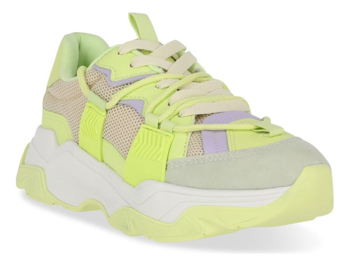 Tenis Sneakers Dama Piso Verde Neon Cintas 298-93